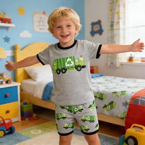 Akyzic Little Boy Short Pajamas Sets for Toddler Sleepwear Summer 2 Piece kids Pjs 2-7T - 3