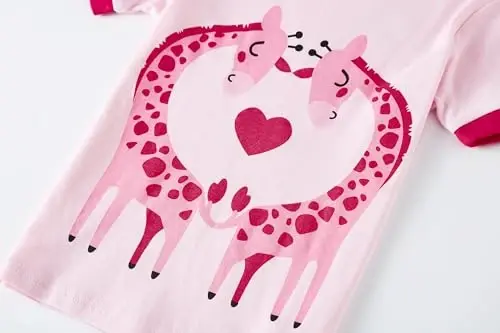 Akyzic Little Girls Pajamas 100% Cotton Short Sleeve Pjs Toddler Summer Sleepwear Kids Clothes Set 3t-10t - 3