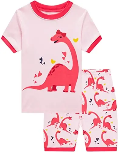 Akyzic Küçük Kız Çocuk Pijamaları %100 Pamuk Kısa Kollu Pijamalar Küçük Çocuk Yazlık Pijama Çocuk Kıyafet Takımı 3t-10t - AKYZIC