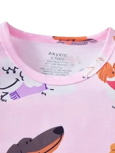 Akyzic Küçük Kız Çocuk Pijamaları %100 Pamuk Kısa Kollu Pijamalar Küçük Çocuk Yazlık Uyku Kıyafeti Çocuk Kıyafet Takımı 3t-10t - 5
