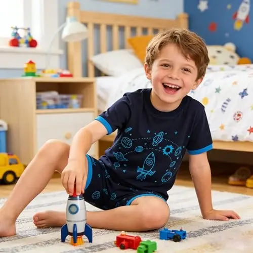 Akyzic Little Boy Short Pajamas Sets for Toddler Sleepwear Summer 2 Piece kids Pjs 2-7T - 2