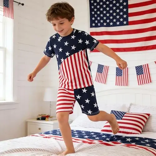 Akyzic Little Boy Short Pajamas Sets for Toddler Sleepwear Summer 2 Piece kids Pjs 2-7T - 2