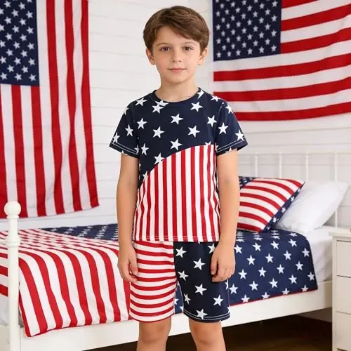 Akyzic Little Boy Short Pajamas Sets for Toddler Sleepwear Summer 2 Piece kids Pjs 2-7T - 3