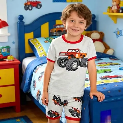 Akyzic Little Boy Short Pajamas Sets for Toddler Sleepwear Summer 2 Piece kids Pjs 2-7T - 2