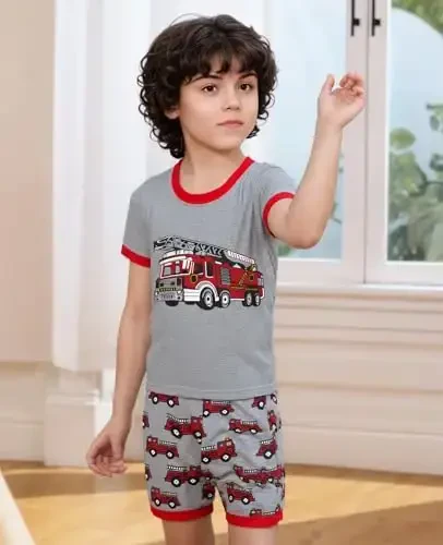 Akyzic Little Boy Short Pajamas Sets for Toddler Sleepwear Summer 2 Piece kids Pjs 2-7T - 3