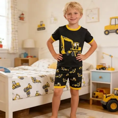 Akyzic Little Boy Short Pajamas Sets for Toddler Sleepwear Summer 2 Piece kids Pjs 2-7T - 3
