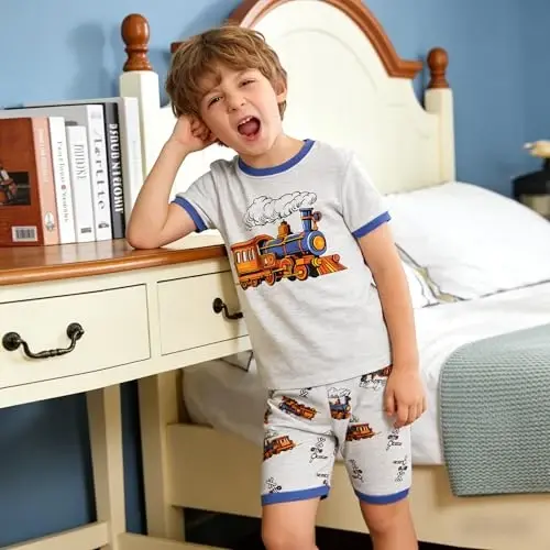Akyzic Little Boy Short Pajamas Sets for Toddler Sleepwear Summer 2 Piece kids Pjs 2-7T - 2