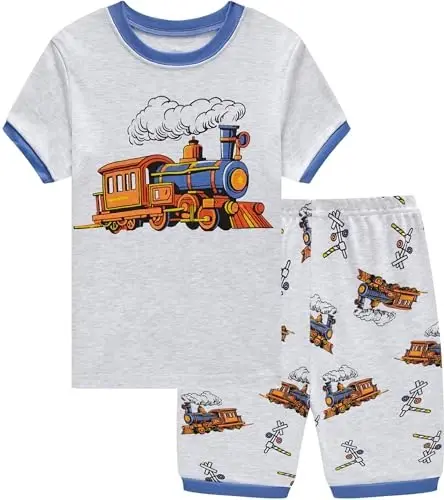 Akyzic Little Boy Short Pajamas Sets for Toddler Sleepwear Summer 2 Piece kids Pjs 2-7T 