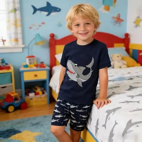 Akyzic Little Boy Short Pajamas Sets for Toddler Sleepwear Summer 2 Piece kids Pjs 2-7T - 2