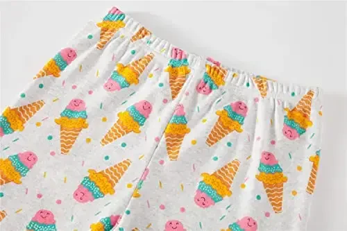Akyzic Little Girls Pajamas 100% Cotton Short Sleeve Pjs Toddler Summer Sleepwear Kids Clothes Set 3t-10t - 4