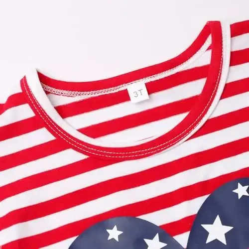 Akyzic Little Girls Pajamas 100% Cotton Short Sleeve Pjs Toddler Summer Sleepwear Kids Clothes Set 3t-10t - 3