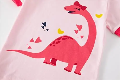 Akyzic Little Girls Pajamas 100% Cotton Short Sleeve Pjs Toddler Summer Sleepwear Kids Clothes Set 3t-10t - 5