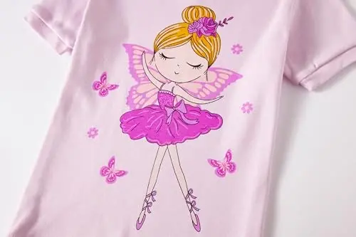 Akyzic Little Girls Pajamas 100% Cotton Short Sleeve Pjs Toddler Summer Sleepwear Kids Clothes Set 3t-10t - 5