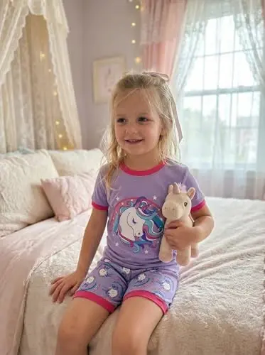 Akyzic Little Girls Pajamas 100% Cotton Short Sleeve Pjs Toddler Summer Sleepwear Kids Clothes Set 3t-10t - 4