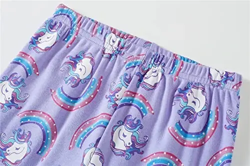 Akyzic Little Girls Pajamas 100% Cotton Short Sleeve Pjs Toddler Summer Sleepwear Kids Clothes Set 3t-10t - 6