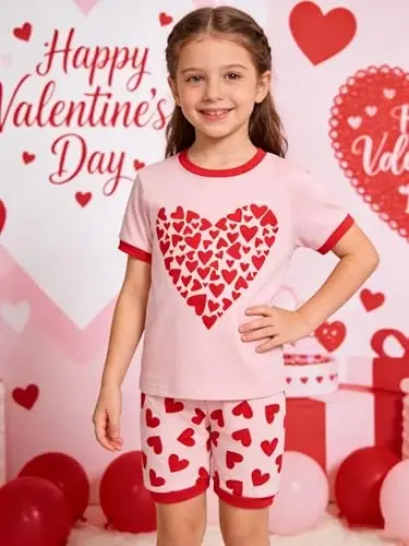 Akyzic Little Girls Pajamas 100% Cotton Short Sleeve Pjs Toddler Summer Sleepwear Kids Clothes Set 3t-10t - Akyzic (1)