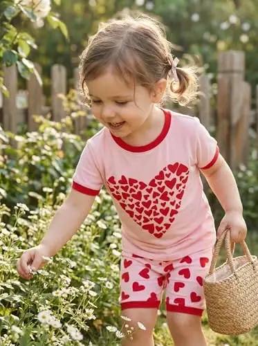 Akyzic Little Girls Pajamas 100% Cotton Short Sleeve Pjs Toddler Summer Sleepwear Kids Clothes Set 3t-10t - 3