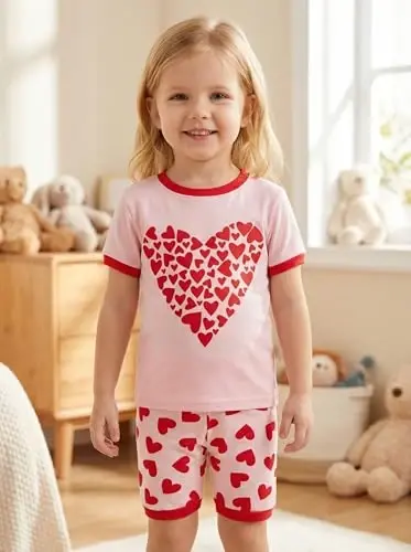 Akyzic Little Girls Pajamas 100% Cotton Short Sleeve Pjs Toddler Summer Sleepwear Kids Clothes Set 3t-10t - 4