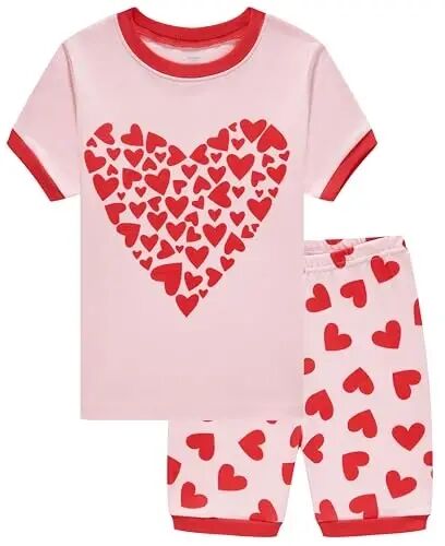 Akyzic Little Girls Pajamas 100% Cotton Short Sleeve Pjs Toddler Summer Sleepwear Kids Clothes Set 3t-10t - Akyzic