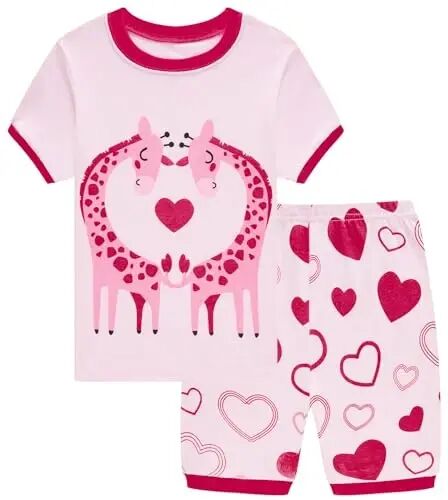 Akyzic Little Girls Pajamas 100% Cotton Short Sleeve Pjs Toddler Summer Sleepwear Kids Clothes Set 3t-10t - Akyzic