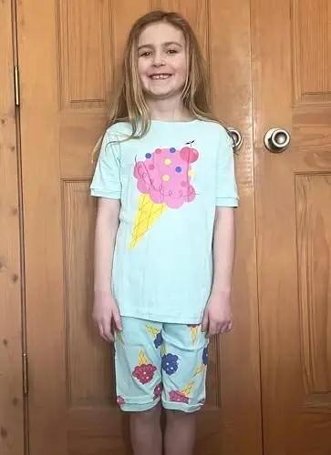 Akyzic Little Girls Pajamas 100% Cotton Short Sleeve Pjs Toddler Summer Sleepwear Kids Clothes Set 3t-10t - Akyzic (1)