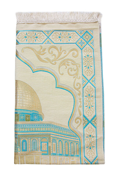 Al-Aqsa Mosque Motif Chenille Prayer Rug - 3