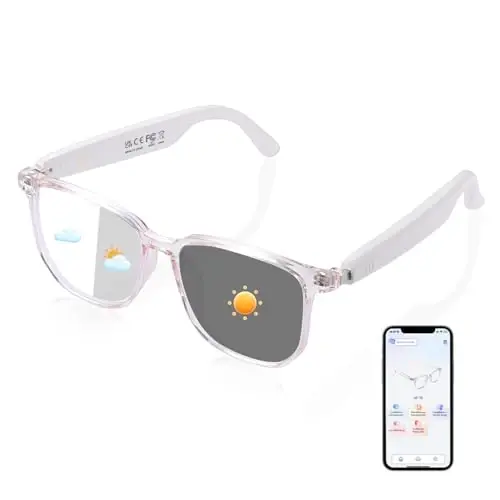 Al Smart Glasses for Women, AI-Powered By Live Recording/Simultaneous Interpretation/Real-Time Translation, Translation Glasses with Photochromic Lenses, Noise Reduction, Support 160+ Languages(Pink) - 1