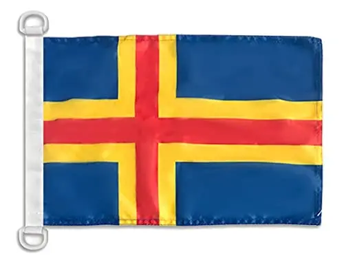 Aland NAUTICAL Flag 18'' x 12'' - Aland - Finland flags 30 x 45 cm. - Banner 12x18 in for boat - AZ FLAG - 1