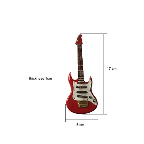 ALANO 17 cm kırmızı bas gitar süsü minyatür gitar model alet süsü (GE23R-17) - 4