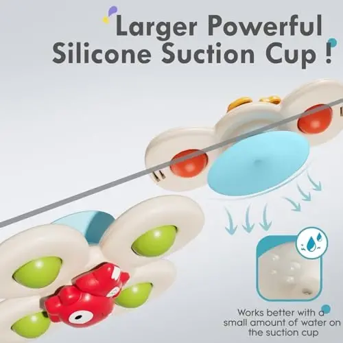 ALASOU 3PCS Suction Cup Spinner Toys for 1 Year Old Boy Girl|Spinning Top Infant Sensory Toys for Toddlers|1 2 Year Old Boy Christmas Birthday Gift|Baby Bath Toy Stocking Stuffers for Kids Ages 1-3 - ALASOU (1)