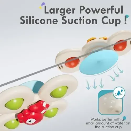 ALASOU 3PCS Suction Cup Spinner Toys for 1 Year Old Boy Girl|Spinning Top Infant Sensory Toys for Toddlers|1 2 Year Old Boy Christmas Birthday Gift|Baby Bath Toy Stocking Stuffers for Kids Ages 1-3 - ALASOU (1)