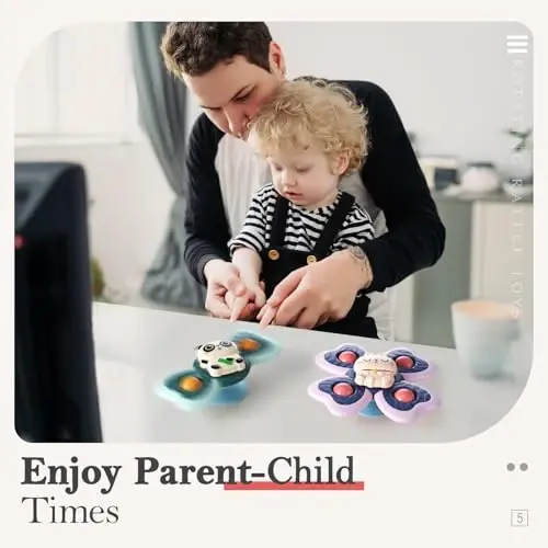 ALASOU 3PCS So'rg'ichli Spinner O'yinchoqlar 1 yoshli o'g'il qiz uchun|Kichkintoylar uchun aylanadigan tepalik chaqaloq sensorli o'yinchoqlar|1 2 yoshli o'g'il bola Rojdestvo tug'ilgan kun sovg'asi|Bolalar uchun cho'milish o'yinchoqlari 1-3 yoshdagi bolalar uchun - 5