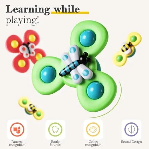 ALASOU 3PCS So‘rg‘ichli spinner o‘yinchoqlar 1 yoshli o‘g‘il qiz uchun|Spinner tepalikcha chaqaloqlar uchun sensorli o‘yinchoqlar|1 2 yoshli o‘g‘il bola uchun Rojdestvo tug‘ilgan kun sovg‘asi|Bolalar uchun cho‘milish o‘yinchog‘i 1-3 yoshdagi bolalar uchun - 4