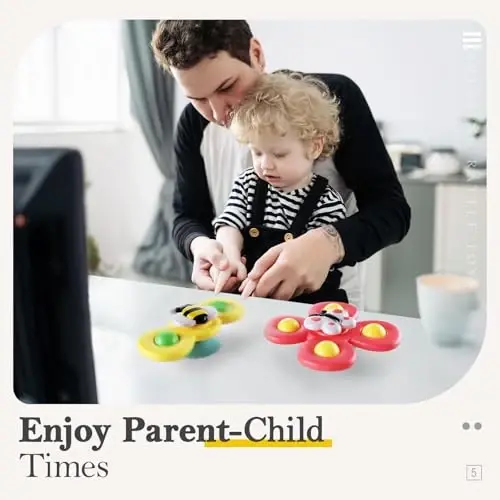 ALASOU 3PCS So‘rg‘ichli spinner o‘yinchoqlar 1 yoshli o‘g‘il qiz uchun|Spinner tepalikcha chaqaloqlar uchun sensorli o‘yinchoqlar|1 2 yoshli o‘g‘il bola uchun Rojdestvo tug‘ilgan kun sovg‘asi|Bolalar uchun cho‘milish o‘yinchog‘i 1-3 yoshdagi bolalar uchun - 5