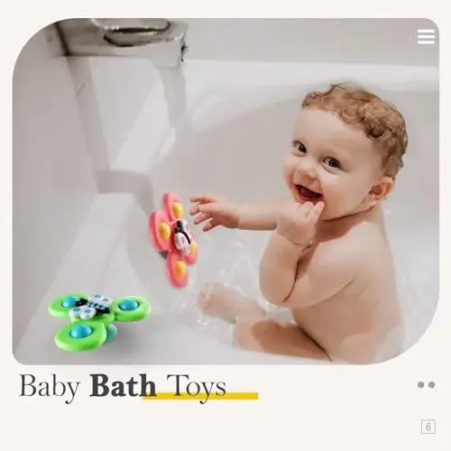 ALASOU 3PCS Suction Cup Spinner Toys for 1 Year Old Boy Girl|Spinning Top Infant Sensory Toys for Toddlers|1 2 Year Old Boy Christmas Birthday Gift|Baby Bath Toy Stocking Stuffers for Kids Ages 1-3 - 6