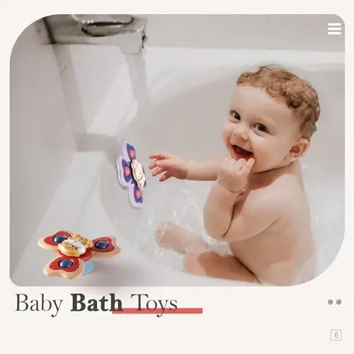 ALASOU 3PCS Suction Cup Spinner Toys for 1 Year Old Boy Girl|Spinning Top Infant Sensory Toys for Toddlers|1 2 Year Old Boy Christmas Birthday Gift|Baby Bath Toy Stocking Stuffers for Kids Ages 1-3 - 6