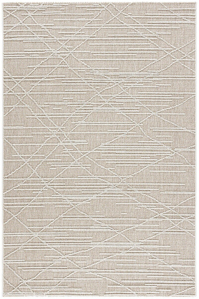 Alba Beige Cream Geometric Striped Non-Shedding Living Room Corridor Balcony Terrace Garden Sitting Room Rug 19232a - 3