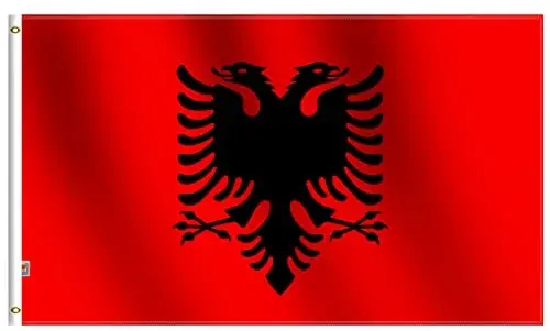 Albania Flag 3x5 Ft, Moderate-Outdoor Both Sides 100D Polyester,Canvas Header and Double Stitched - Brass Grommets for Easy Display,3' x 5' Albanian Flags - 1