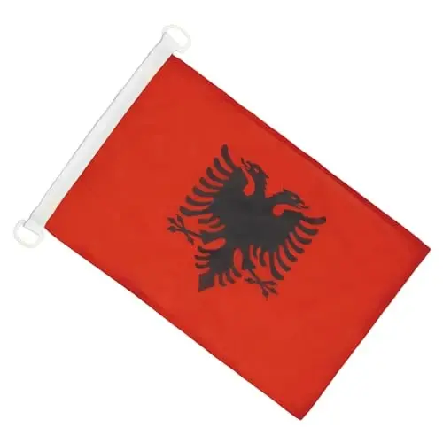 Albaniya dengiz bayrog'i 18'' x 12'' - Albaniya bayroqlari 30 x 45 sm. - Qayiq uchun banner 12x18 dyuym - AZ FLAG - 2