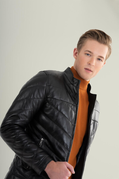 Alcino Black Leather Jacket 111605 - 9