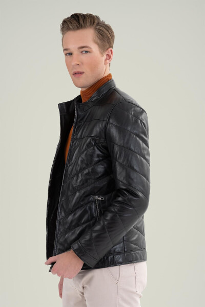 Alcino Black Leather Jacket 111605 - 10