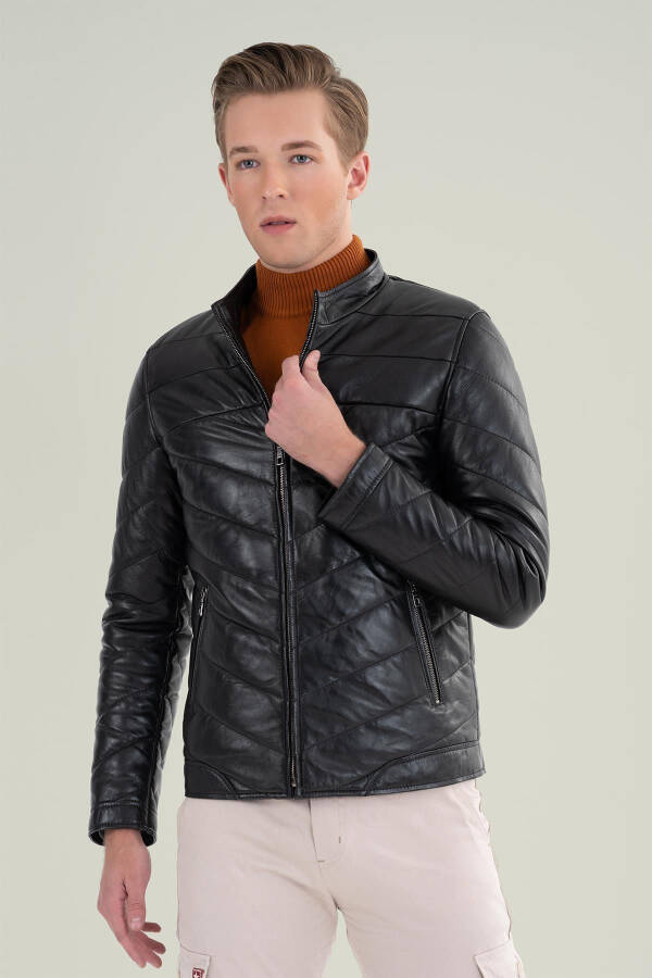 Alcino Black Leather Jacket 111605 - 11