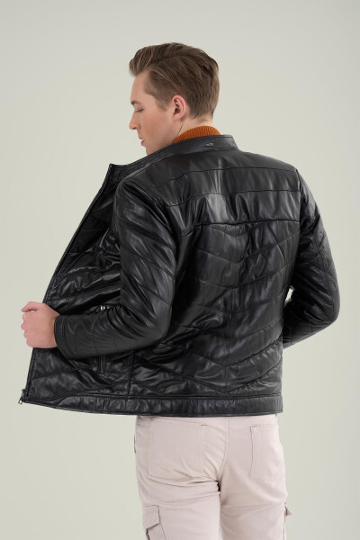 Alcino Black Leather Jacket 111605 - 12