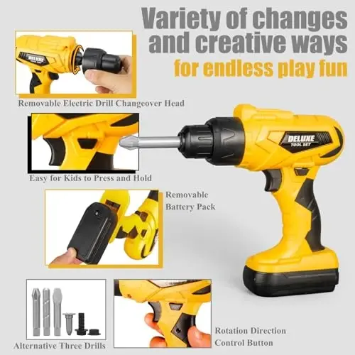 Zealous 48pcs Kids Tool Set with Tool Box & Electronic Toy Drill, Pretend Play Construction Kits for Kids Ages 3-5 Years Old, Toddler Boy Toys - 2