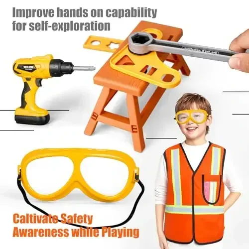 Zealous 48pcs Kids Tool Set with Tool Box & Electronic Toy Drill, Pretend Play Construction Kits for Kids Ages 3-5 Years Old, Toddler Boy Toys - 5