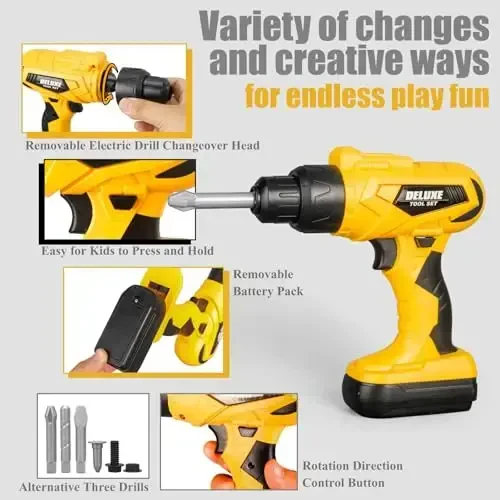 Zealous 48pcs Kids Tool Set with Tool Box & Electronic Toy Drill, Pretend Play Construction Kits for Kids Ages 3-5 Years Old, Toddler Boy Toys - ZEALOUS (1)