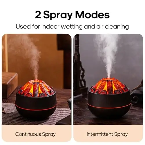 Flame Essential Diffuser Bonfire Humidifier 300ml Ultra-Quiet Auto-Off Aromatherapy Diffuser Campfire Flame Fire Diffuser for Home, Office or Gym- Black - RICAN (1)