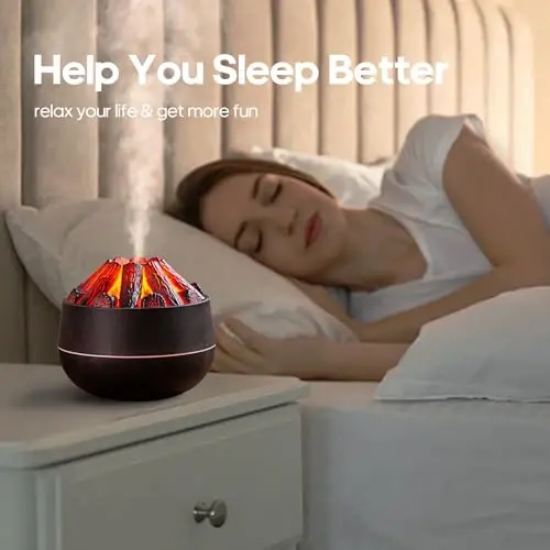 Flame Essential Diffuser Bonfire Humidifier 300ml Ultra-Quiet Auto-Off Aromatherapy Diffuser Campfire Flame Fire Diffuser for Home, Office or Gym- Black - 6