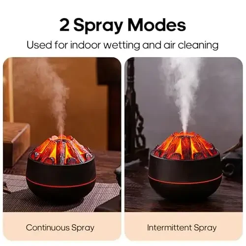 Flame Essential Diffuser Bonfire Humidifier 300ml Ultra-Quiet Auto-Off Aromatherapy Diffuser Campfire Flame Fire Diffuser for Home, Office or Gym- Black - 2
