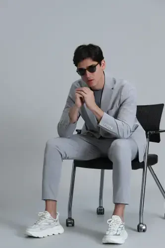 Alex Smart Erkaklar uchun Chino Shimlari Slim Fit Och kulrang - 1